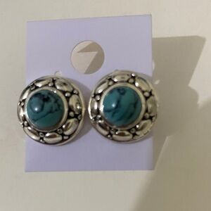 Roman vintage 80’s turquoise cabochon earrings